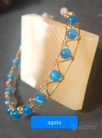 bracciale rigido aperto agata celeste 