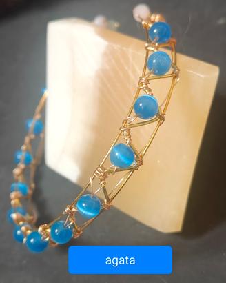 bracciale rigido aperto agata celeste 