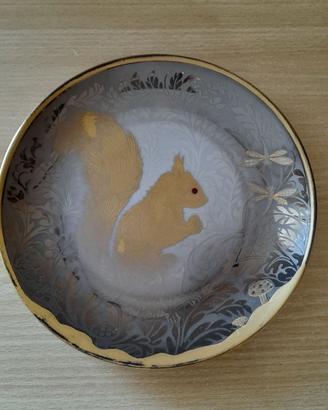 Piatto da esposizione in porcellana e ORO 24 Kt