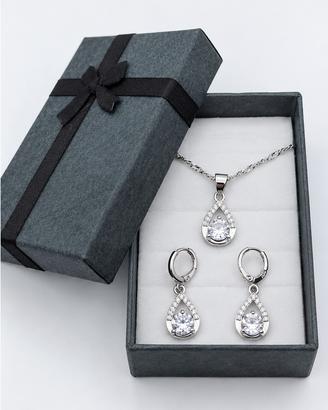 luminosa parure argento zirconi goccia donna
