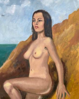 Antico dipinto Nudo Artistico anni 70 olio su tela