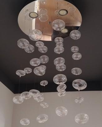 coppia lampadari  con bolle di vetro 
