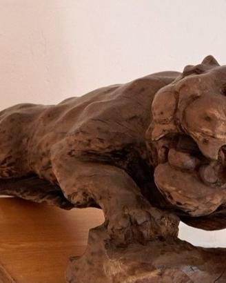 Lince scolpita a mano in legno massello