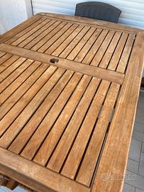 Tavolo da esterno legno con piedi in rattan