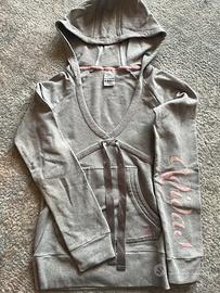 Felpa adidas grigia con scritta rosa