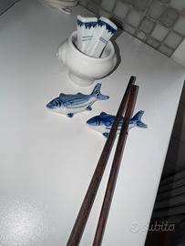 set 4 porta bacchette ceramica sushi