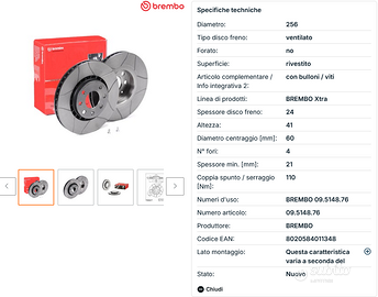 Dischi freno Brembo Xtra 09.5148.76