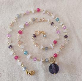 Collana pietre e cristalli colorati