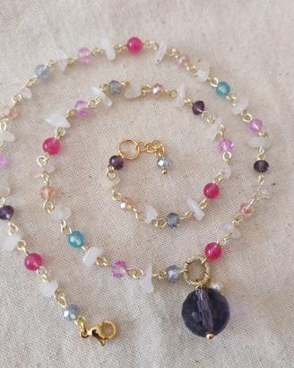 Collana pietre e cristalli colorati