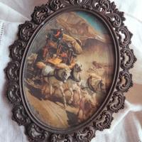 Quadro ovale vintage con cornice in ottone