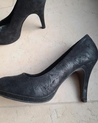 Décolleté Tamaris nere tacco alto 10 cm plateau ta