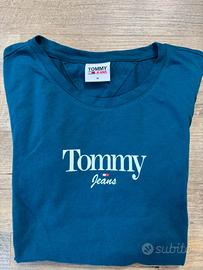 T-shirt Tommy Jeans donna blu ottanio con logo / T