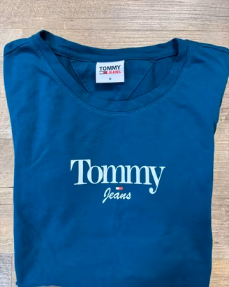 T-shirt Tommy Jeans donna blu ottanio con logo / T