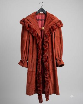 Cappotto Vintage pelle scamosciata e pelliccia