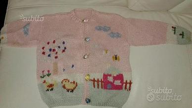 Maglione cotone ricamato a mano taglia 2/3 anni