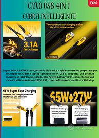 MultiCavo di ricarica 4in1 1.2m 65w