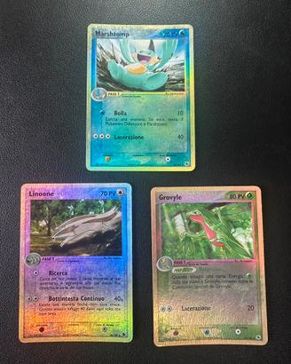 Lotto 3 holo reverse ex rubino zaffiro pokemon ita