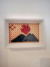 Vesuvio con Cuore Sacro Ceramica Artistica