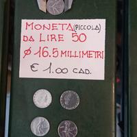 Monete da Lire 50 e  Lire 100 ( PICCOLE) 