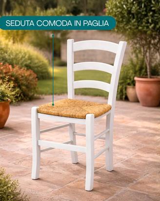 18 Sedie bianche impagliate 