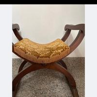 sgabello legno, tessuto velluto 