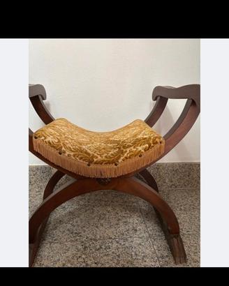 sgabello legno, tessuto velluto 