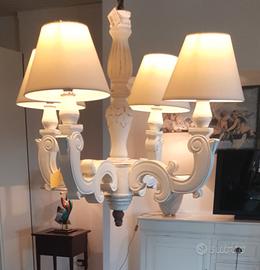 Lampadario Shabby legno bianco