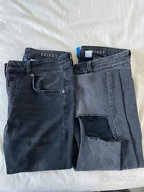 Set 2 jeans neri skinny uomo con strappi