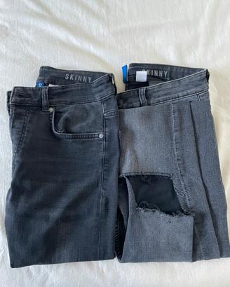 Set 2 jeans neri skinny uomo con strappi
