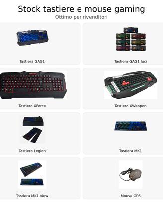 Stock mouse, tastiere e mousepad gaming rivendita