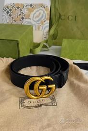 Cintura Gucci originale nera con fibbia oro nuova 
