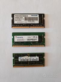Lotto memorie RAM DDR4 e DDR3 per Laptop e desktop