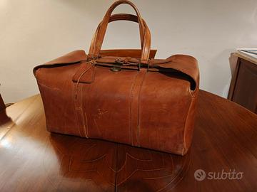 Borsone da viaggio vintage in cuoio naturale