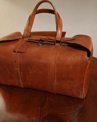 Borsone da viaggio vintage in cuoio naturale