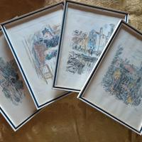Serie 4 litografie su carta Mario Vellani Marchi