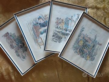 Serie 4 litografie su carta Mario Vellani Marchi