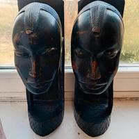 coppia di statue africane in legno 