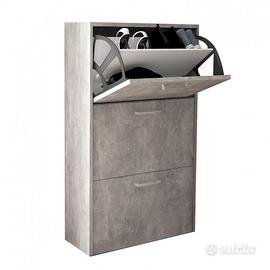 Scarpiera legno 3 ante da montare - color cemento