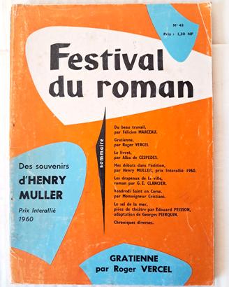 Festival du Roman 1961 Rivista Francese Libri n 43