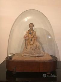 Madonna in cera con campana in vetro