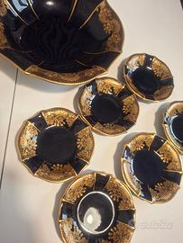 Piattini Porcellana Blu Cobalto e Oro - Vintage