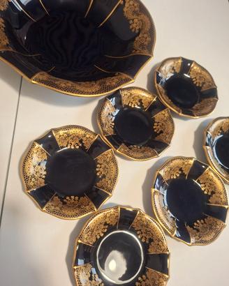 Piattini Porcellana Blu Cobalto e Oro - Vintage