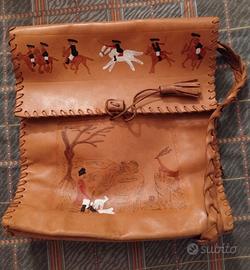 Borsa a tracolla in pelle dipinta a mano