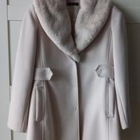 Cappotto donna Bianco collo in pelliccia