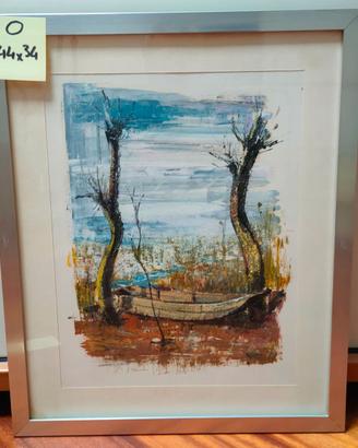 Quadro paesaggio con barca 44x34 cm