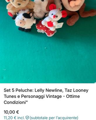 Lotto 5 peluche assortiti".