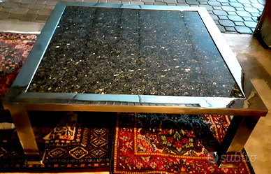 Tavolino da salotto anni 70 in granito nero