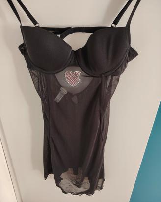 Babydoll donna colore nero con brillantini 