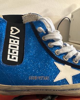 GOLDEN GOOSE HIGH TOP V STAR 1 BLUE GLITTER
