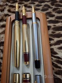 Lotto 3 penne stilografiche/biro Vitopardo argenti